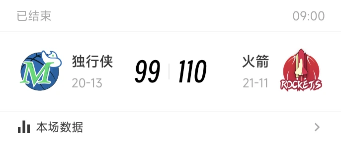 比赛卡 已结束